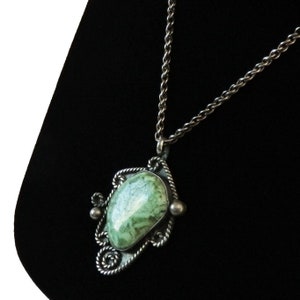 Vintage Sterling Silver Turquoise Pendant Necklace
