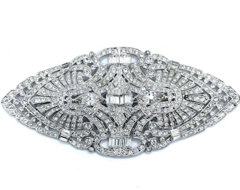 Große 1930er Jahre Art Deco Strass Brosche