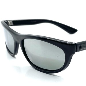 Vintage Mens Mirrored Black Wrap Sunglasses