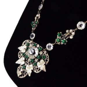 Vintage 1930s Open Backed Crystal Pendant Necklace