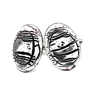 Vintage Enameled Copper 1960s Cuff Links