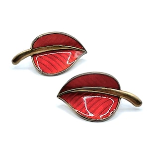 Vintage 1950s Enameled Norwegian Sterling Silver Earrings