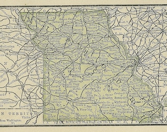 Antique 1887 Missouri Mini Map