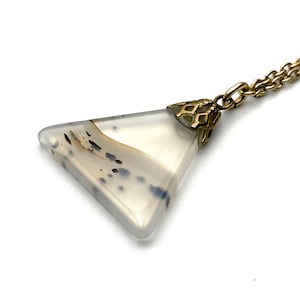 Vintage Polished Agate Triangle Pendant Necklace