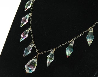 Vintage 1920s Art Deco Rainbow Crystal Necklace