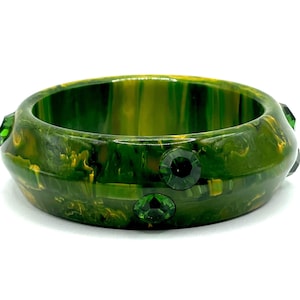 Vintage 1940s Rhinestone Bakelite Bangle Bracelet