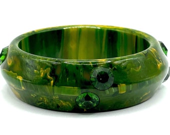 Vintage 1940s Rhinestone Bakelite Bangle Bracelet