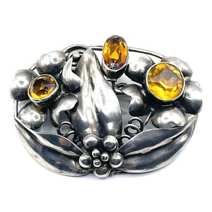 Vintage 1940s Sterling Silver Brooch with Rhinestones