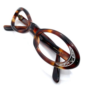 Vintage 1960s Amber Oval Tortoise Shell Eyeglass Frames Never Used