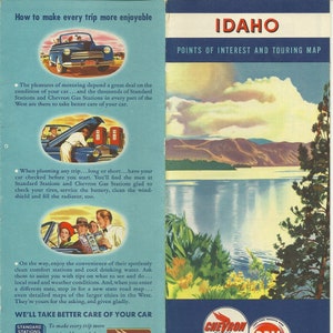 1964 Map of Idaho Vintage Map Chevron Standard Oil Touring Map
