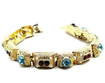 Vintage 1950s Rhinestone Bracelet Signed Art