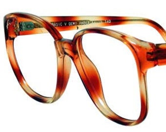 Vintage 1980s Amber Tortoise Shell Eyeglass Frames