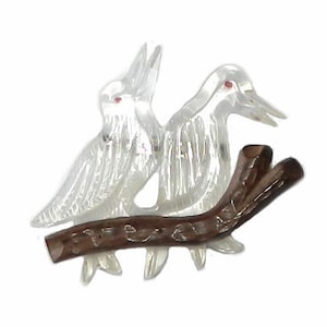 Vintage 1940s Lucite Bird Brooch Artisan Carved image 1