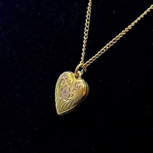 Tiny Vintage Heart Locket Pendant Necklace