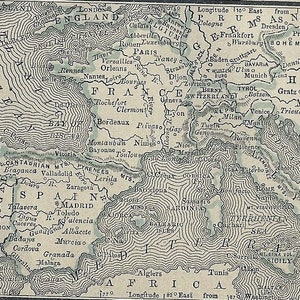 Mini carte ancienne de l'Europe vers 1887 France Espagne Portugal Italie Grèce