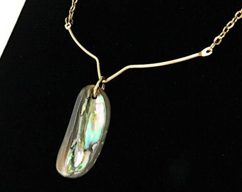 Vintage Abalone Mother of Pearl Pendant Necklace by Park Lane