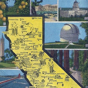 Cartolina d'epoca dello Stato della California degli anni '30