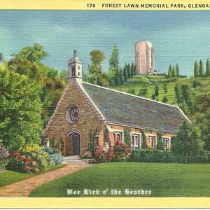 Vintage California Postcard Forest Lawn Memorial Park Glendale 1940s