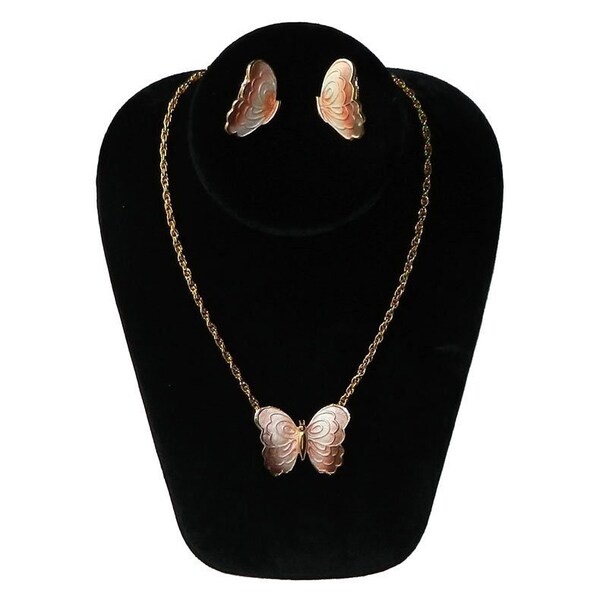 Vintage 60s/70s Butterfly Pendant Necklace, Handcrafted Necklace