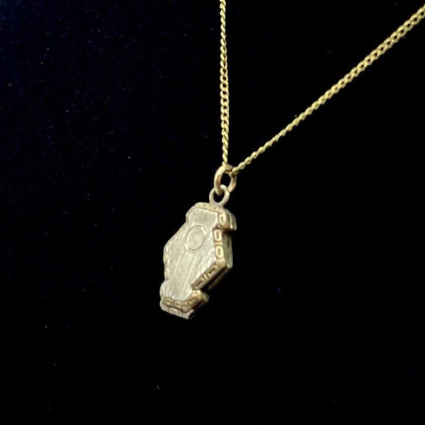 Tiny Antique Art Deco Locket Pendant Necklace