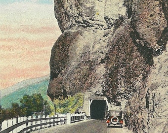 1920s Oregon Postcard Columbia River Gorge Highway Oneonta Bluff and Tunnel
