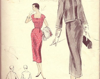 1954 Vintage Vogue Couture Motif B34  Robe & Boléro (R407