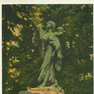 Cartão postal vintage de Portland, Oregon, da década de 1930, estátua de Sacajawea no Parque Washington