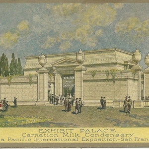 Antique Panama Pacific Expo San Francisco California Postcard 1915 Carnation Milk