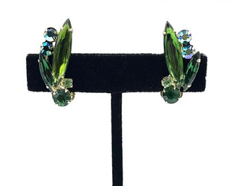 Vintage 1960s Juliana Rhinestone Clip On Earrings