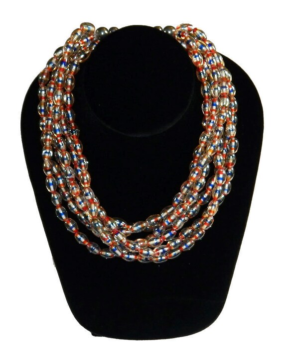 Vintage Multi Strand Glass Beaded Necklace - image 2