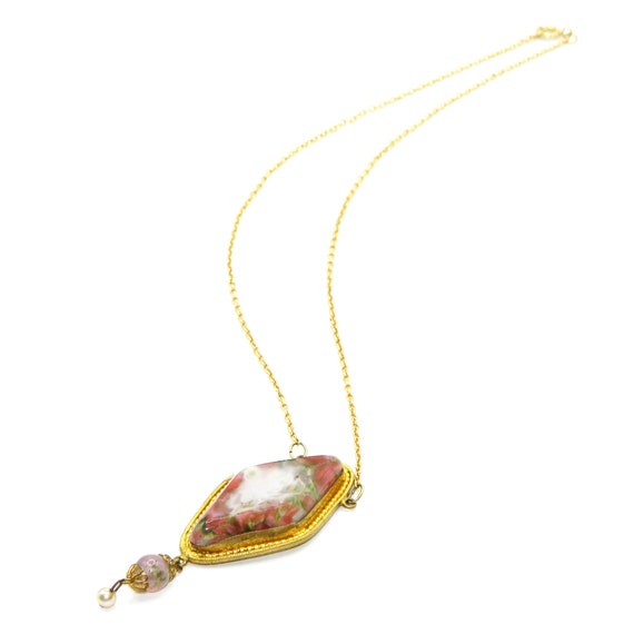 Vintage 1930s Art Glass Pendant Necklace - image 8
