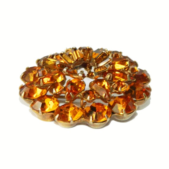 Vintage Weiss 1950s Rhinestone Circle Brooch - image 8