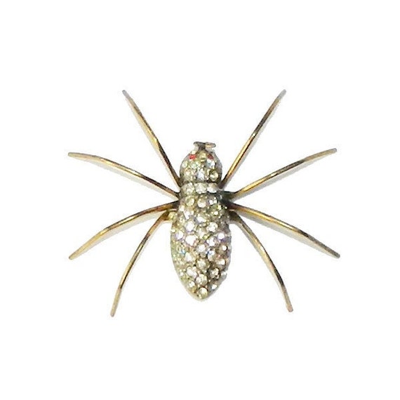 Vintage 1940's Rhinestone Spider Brooch