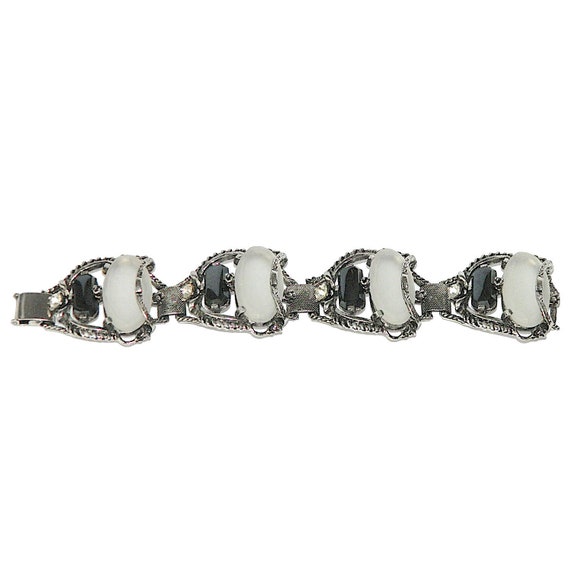 Vintage 1950s Frosted Glass Hematite Bracelet - image 9