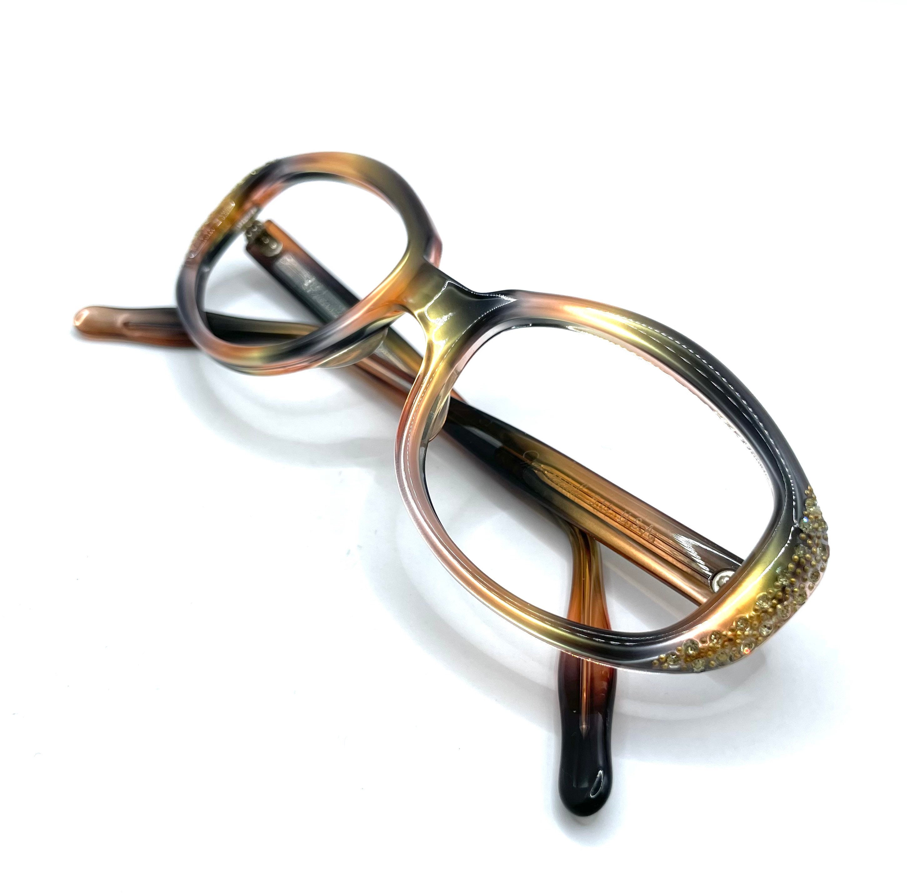 Vintage Eyeglasses Round Rhinestone Crystal-Studded  Plastic Retro 1960\'s Amazon.com: Vintage Cat Eye Crystal Bling Reading Glasses  main image 4