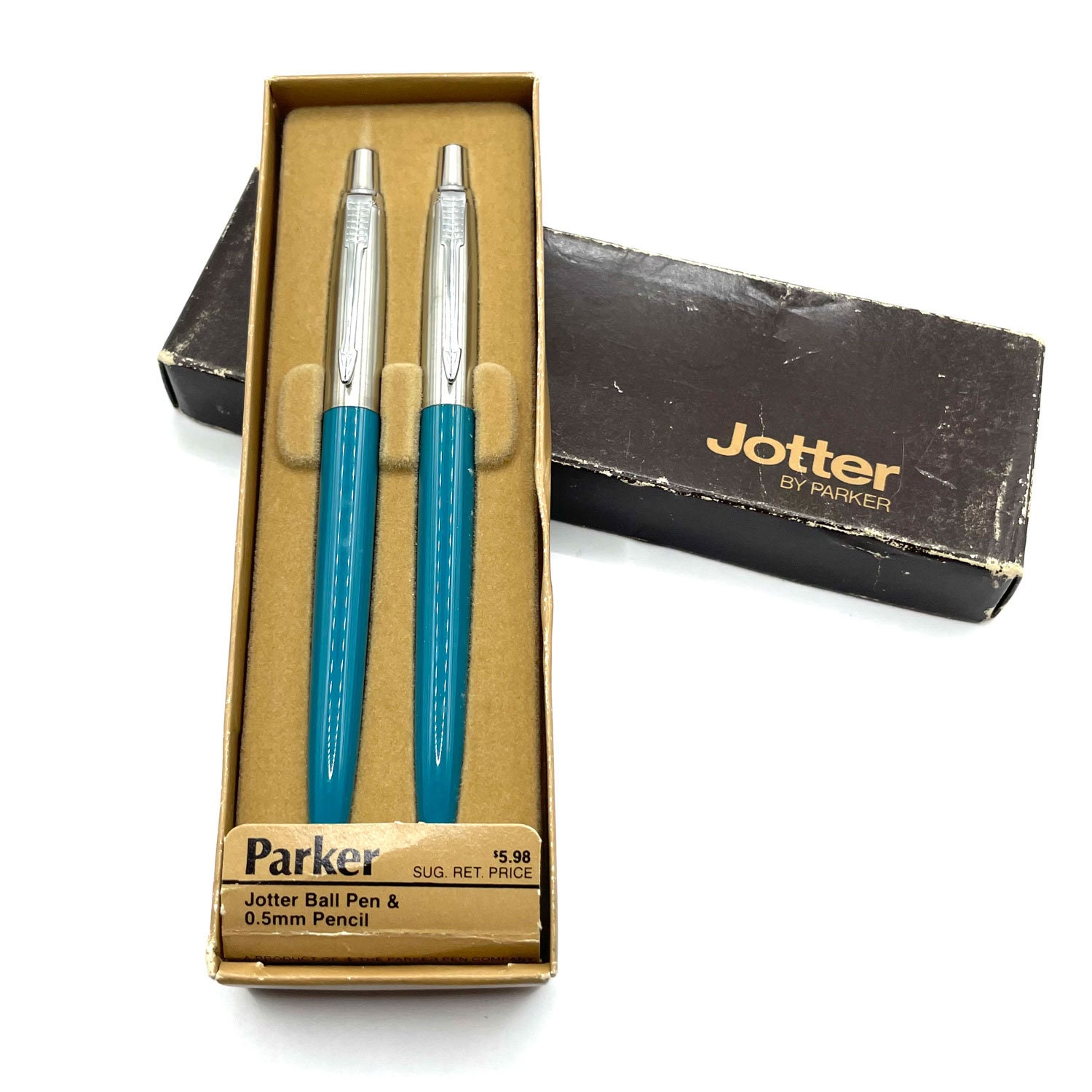 Vintage Parker Jotter Ball Pen and Pencil Set 1980s Teal India