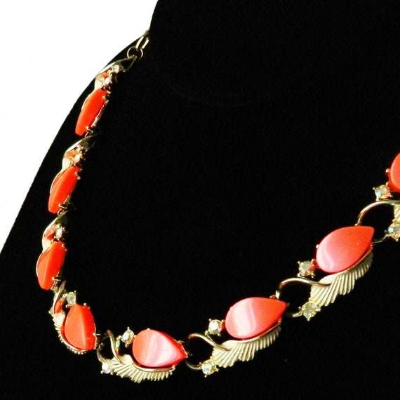 Vintage Orange Moon Glow Lucite Thermoset Necklace