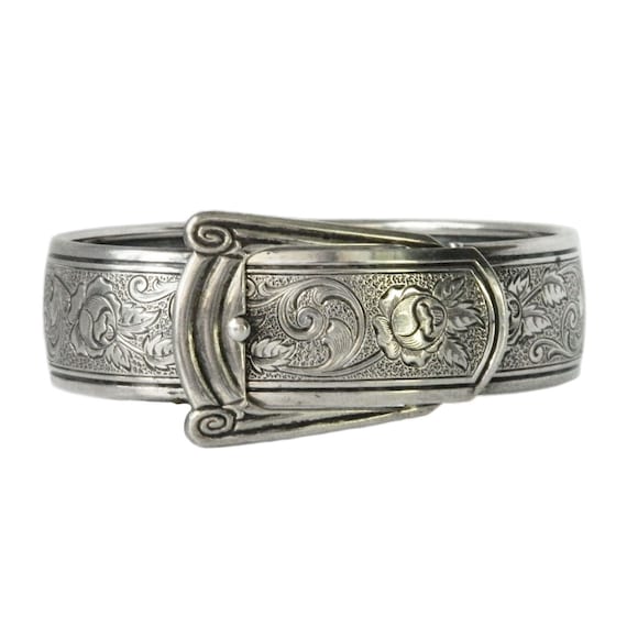 Antique Sterling Silver Buckle Bangle Bracelet
