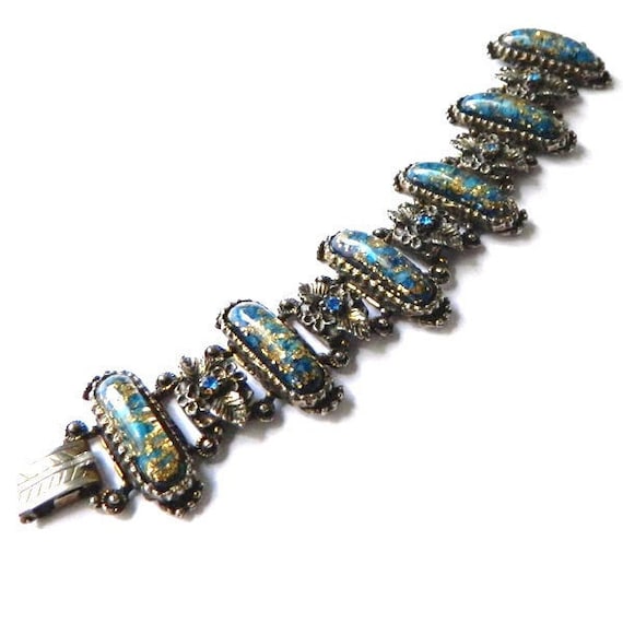 Vintage 1950s Confetti Lucite Rhinestone Bracelet - image 1