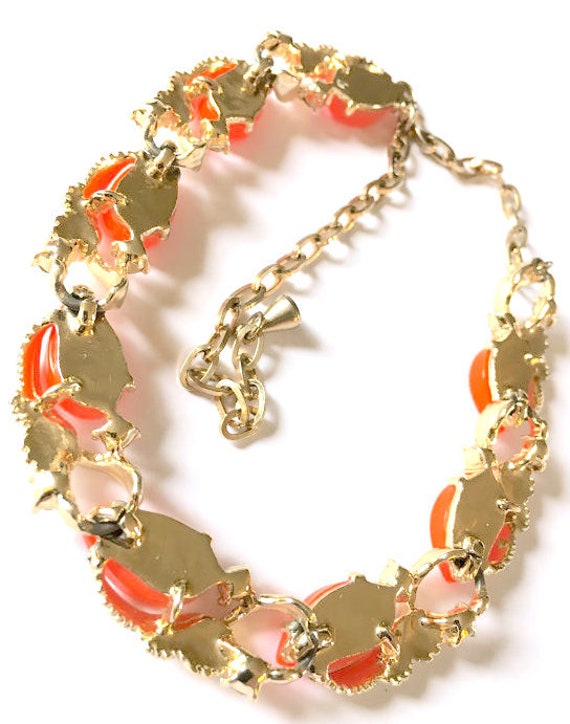 Vintage Orange Moon Glow Lucite Thermoset Necklac… - image 4