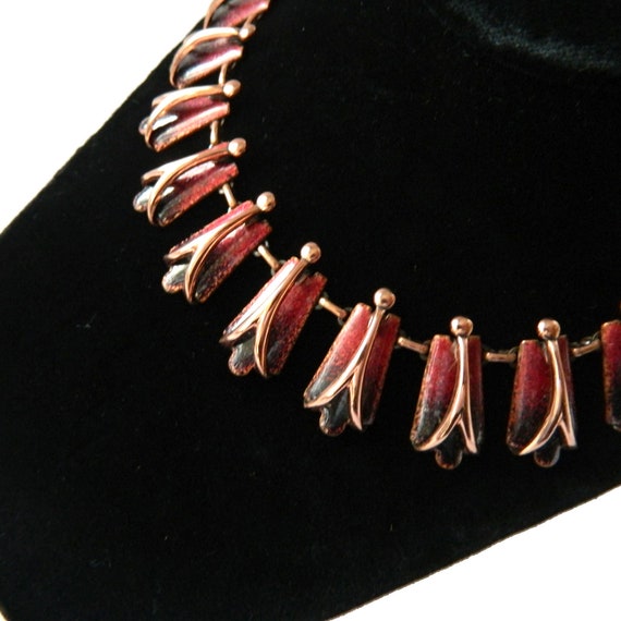 Vintage 1950s Matisse Enameled Copper Necklace an… - image 4