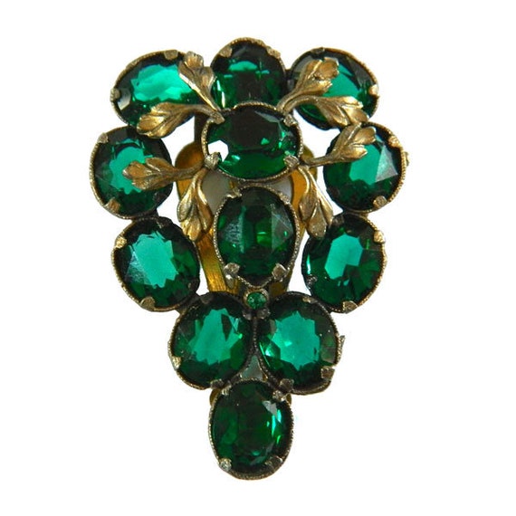 Vintage 1930's Green Rhinestone Dress Clip