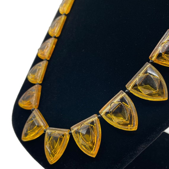 Vintage 1920s Art Deco Necklace Yellow Shields Cz… - image 1