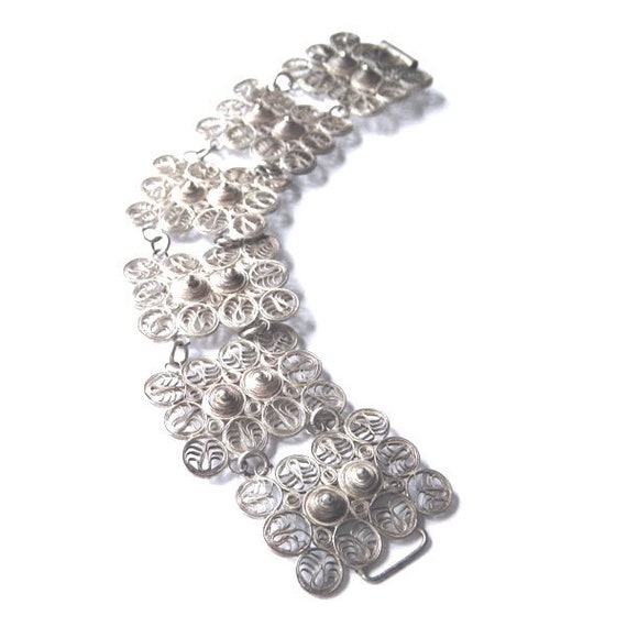 Vintage Silver Filigree Bracelet - image 1