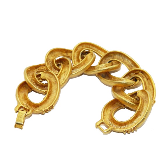 Vintage Large Link Chain Bracelet Gem