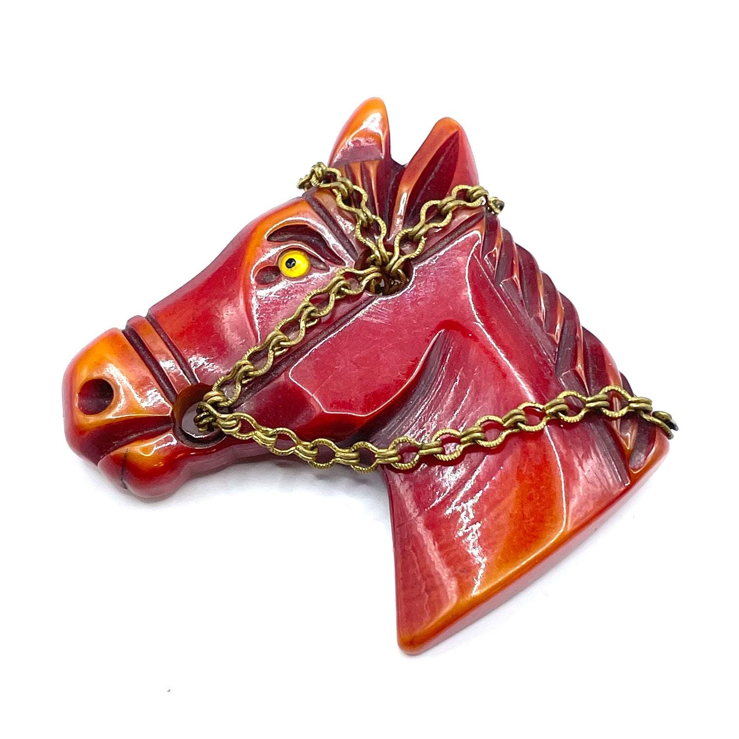 Vintage 1940s Bakelite Horse Head Brooch - Etsy