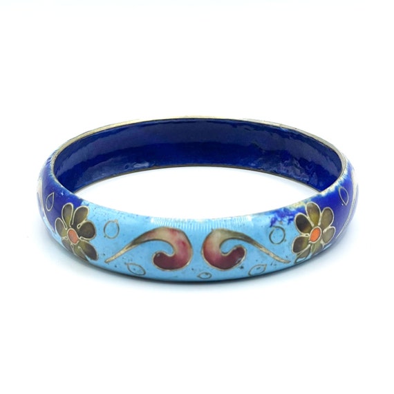 Vintage Enameled Clamper Bangle Bracelet - image 3