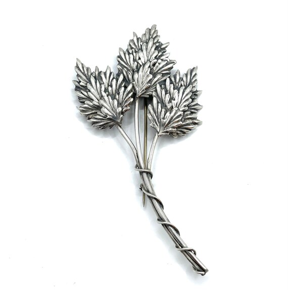 Sterling Silver 1940s Coro Flower Brooch