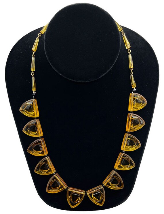 Vintage 1920s Art Deco Necklace Yellow Shields Cz… - image 8
