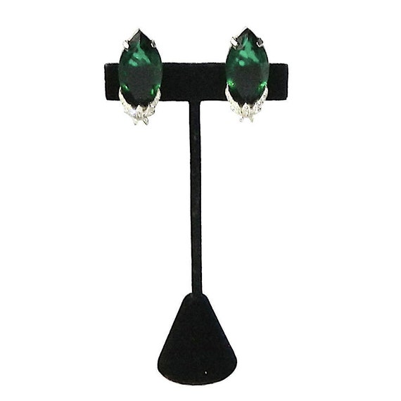 Vintage Bellini Green Rhinestone Earrings - image 1